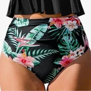 Cupshe Black Floral Bikini Bottom